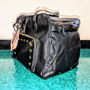 Pet carrier-vegan leather, gold studded, BRAND NEW